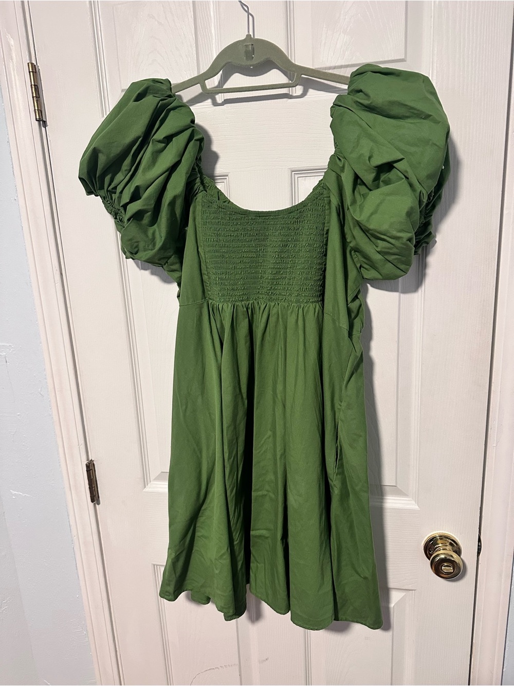 Abercrombie & Fitch Olive Green Puff Sleeve Dress - Picture 4 of 4